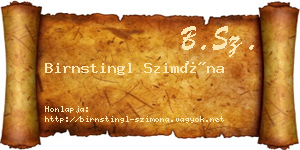 Birnstingl Szimóna névjegykártya